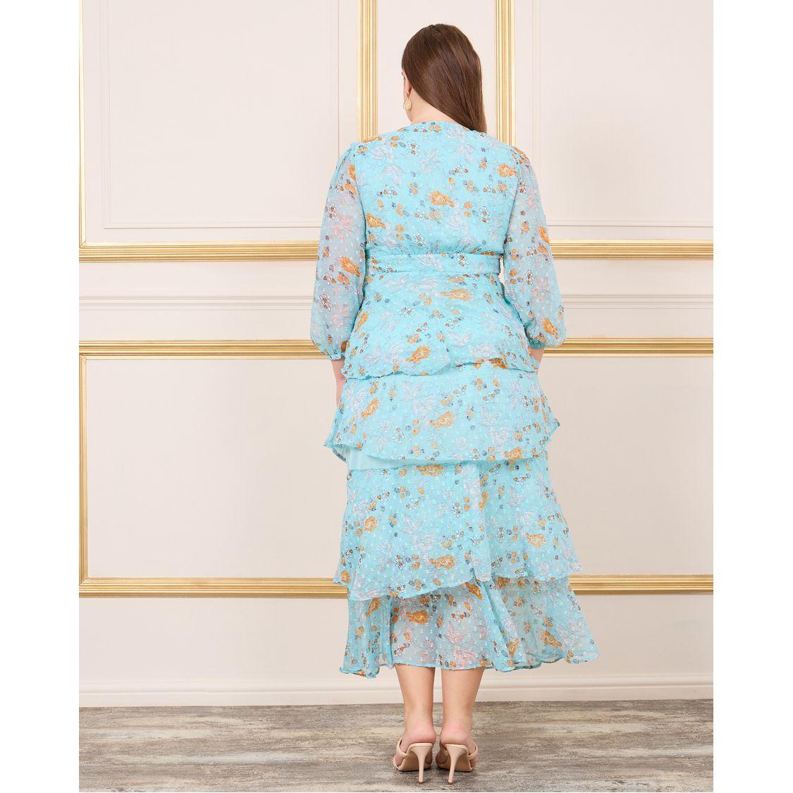 Styli Plus Ditsy Print Layered Tiered Midi Dress-women-clothing-dresses-image-4