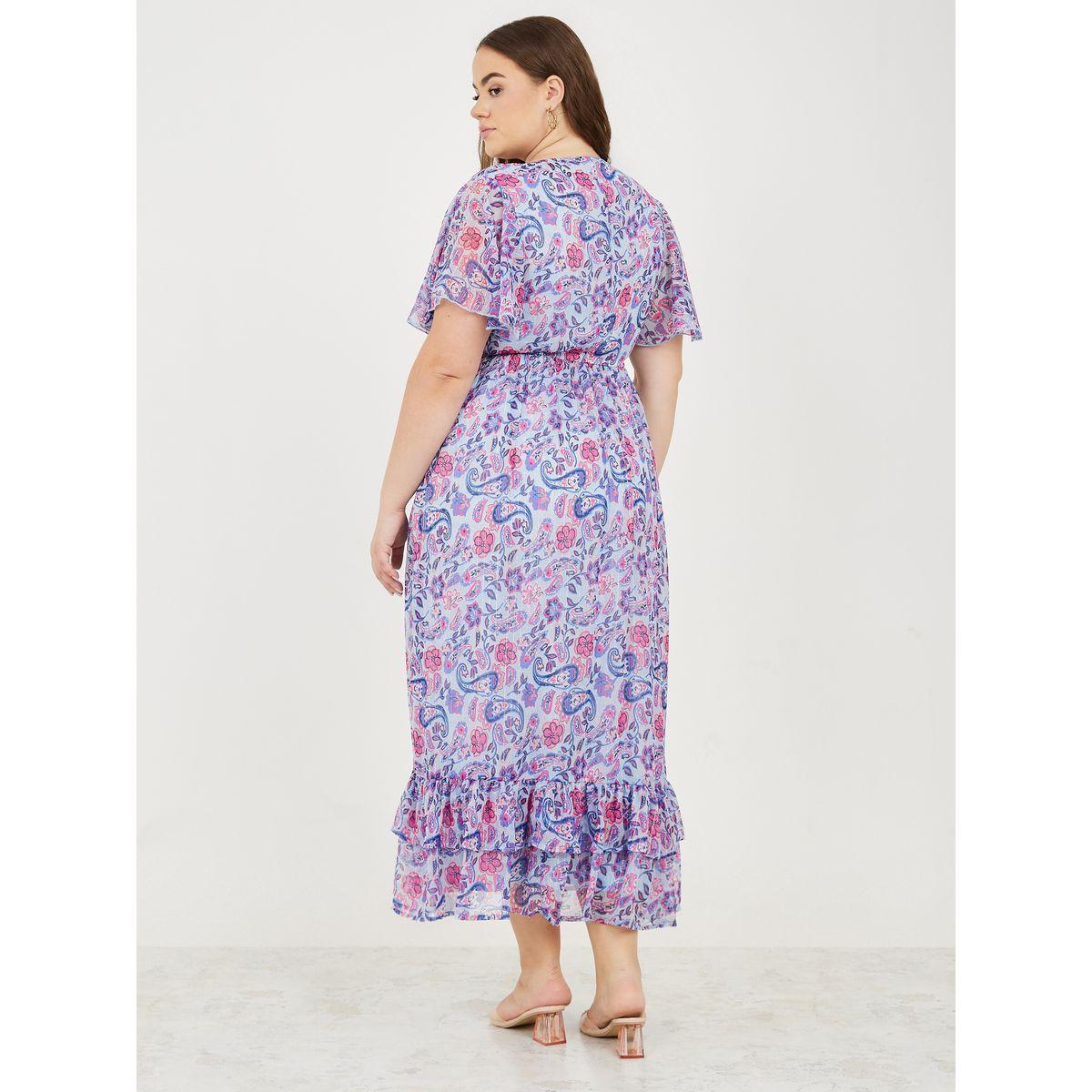 فستان طويل بمقاس كبير وتفاصيل كشكش-women-clothing-dresses-image-4