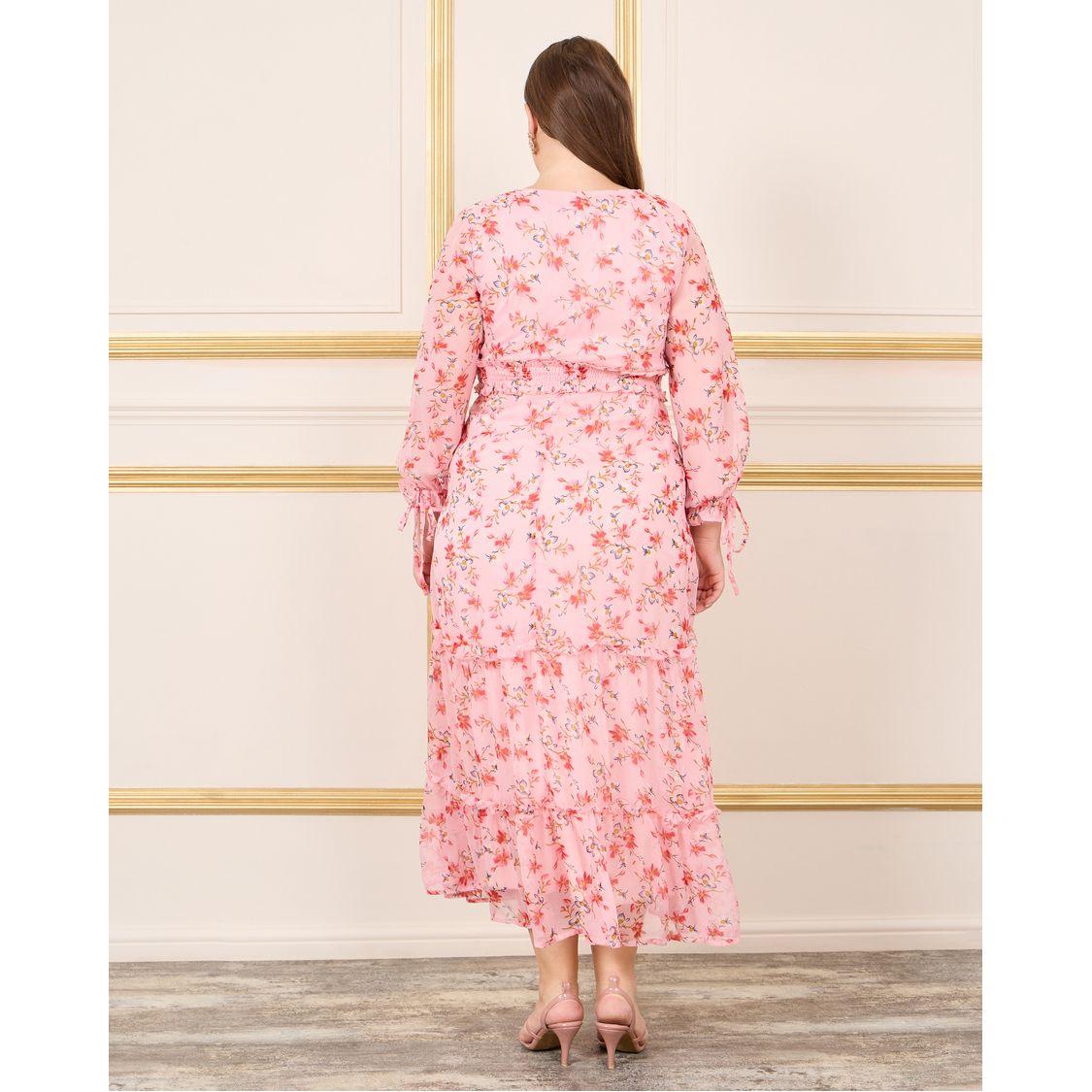 Styli Plus Floral Print Smocked Waist A-Line Maxi Dress-women-clothing-dresses-image-4