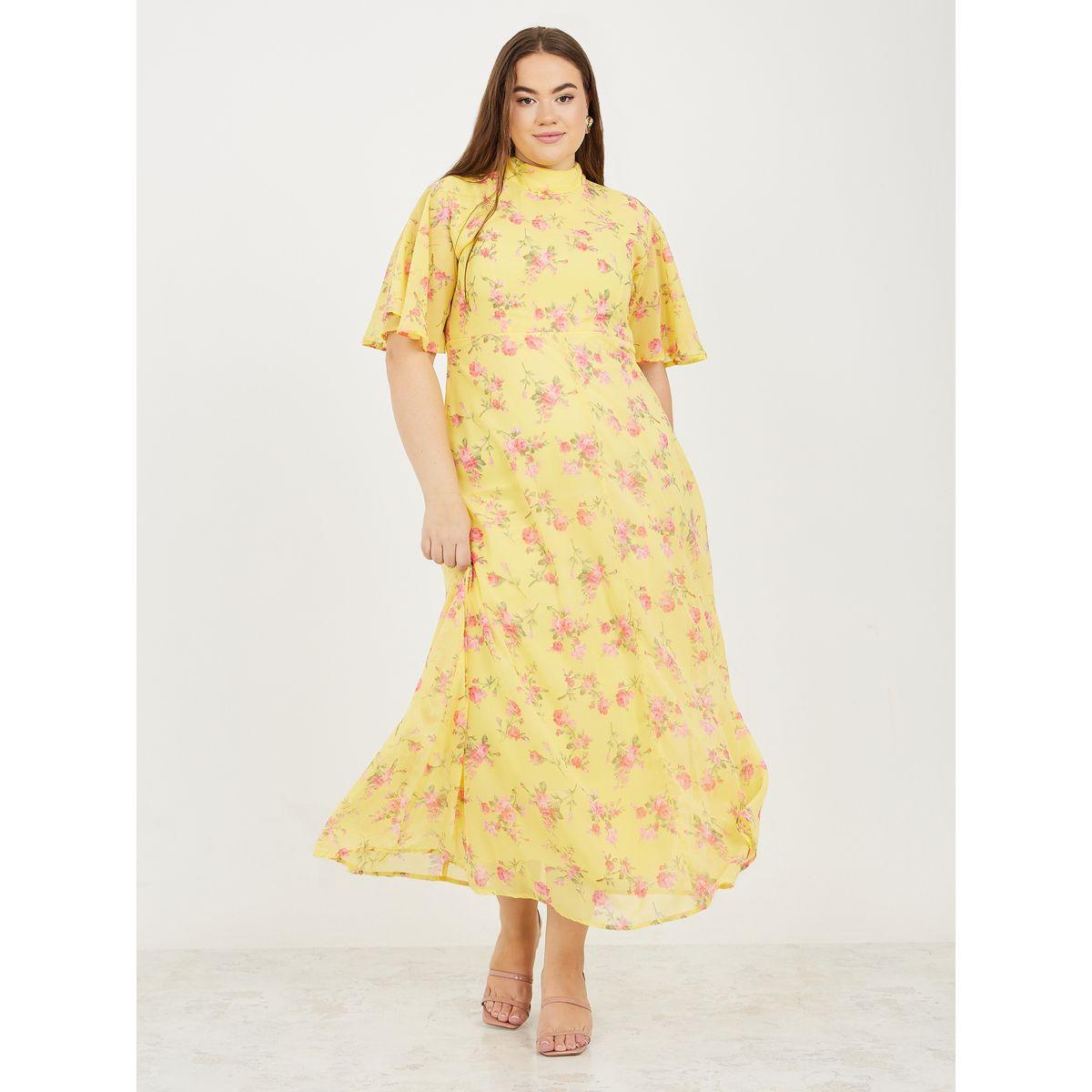 Styli Plus Floral Print High Neck A-Line Maxi Dress-women-clothing-dresses-image-2