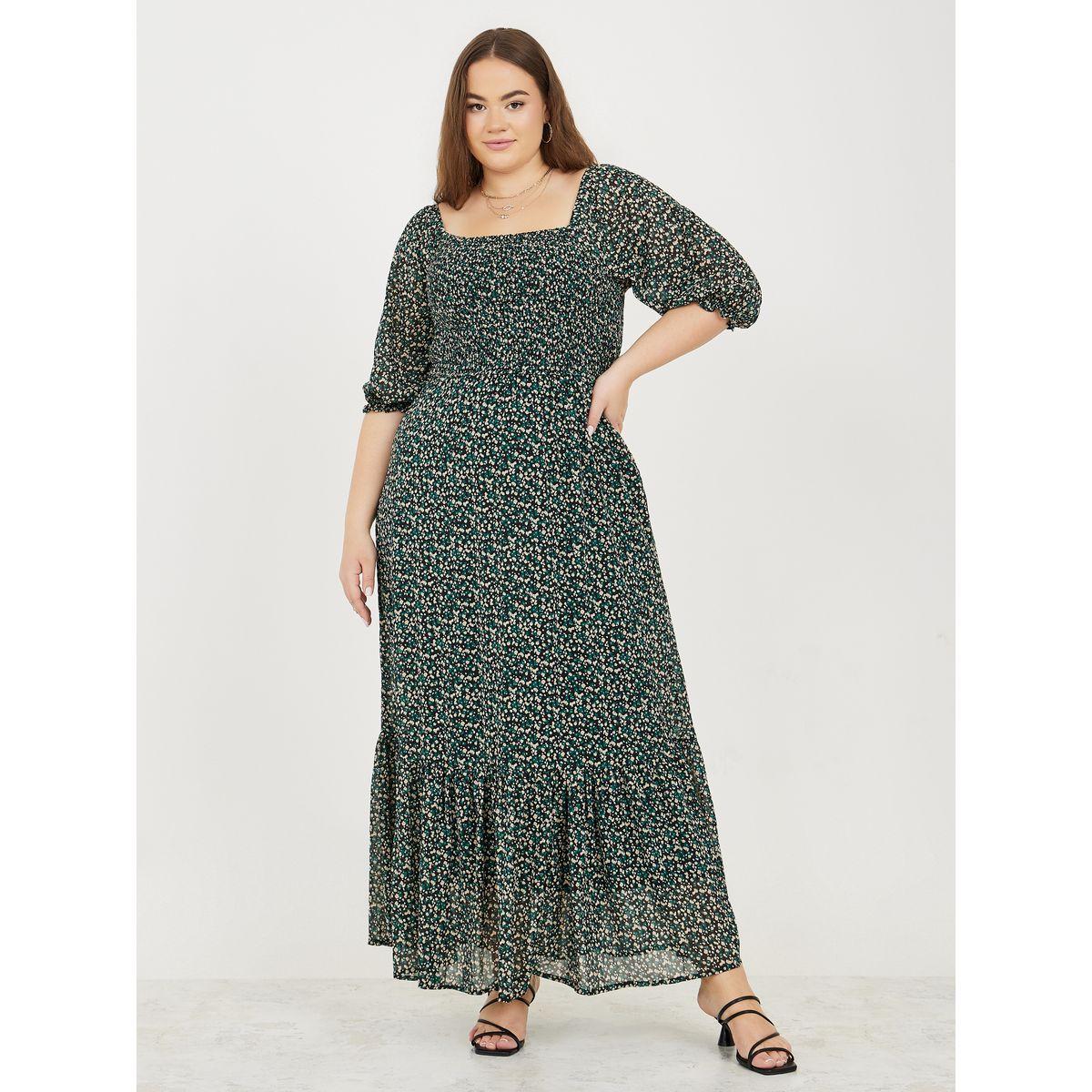فستان طويل مطبع بطبعة زهور-women-clothing-dresses-image-1