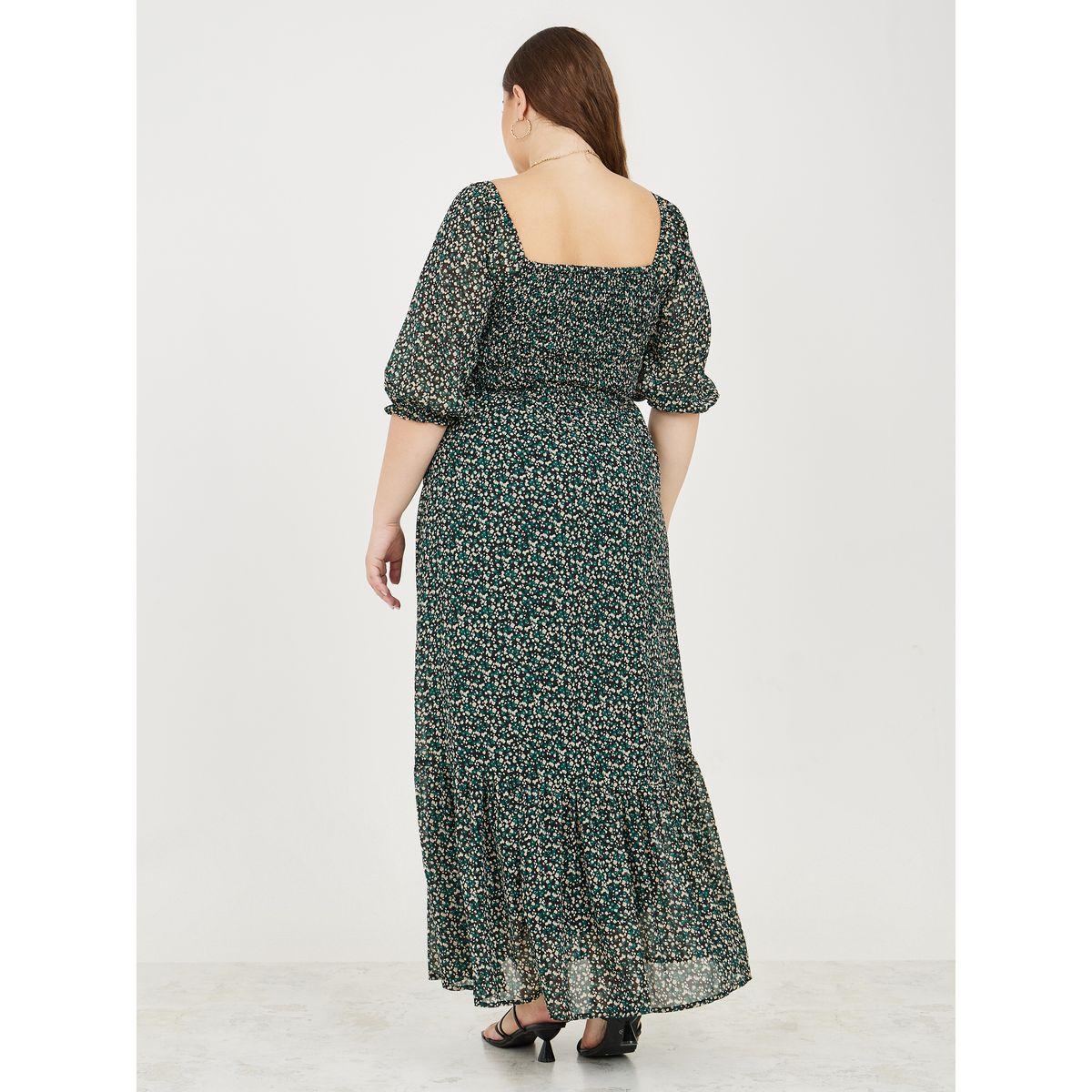 Styli Floral Print Shirred A-Line Maxi Dress-women-clothing-dresses-image-4