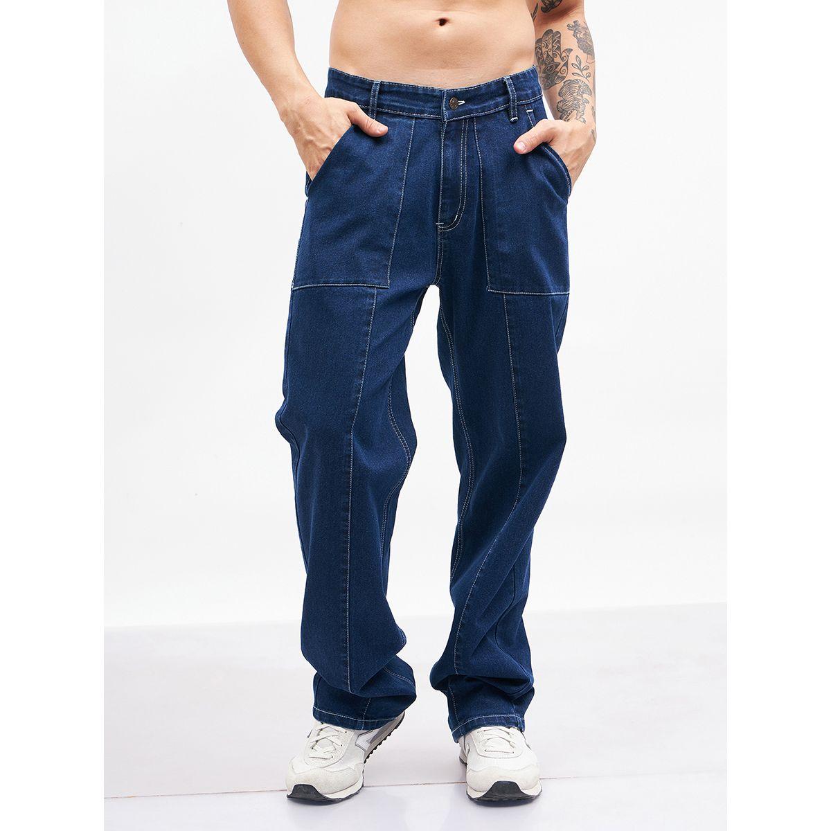 جينز بقصة مريحة وتفاصيل خياطة ماسكلن ساسافراس × ستايلي-men-clothing-bottoms-jeans-image-1