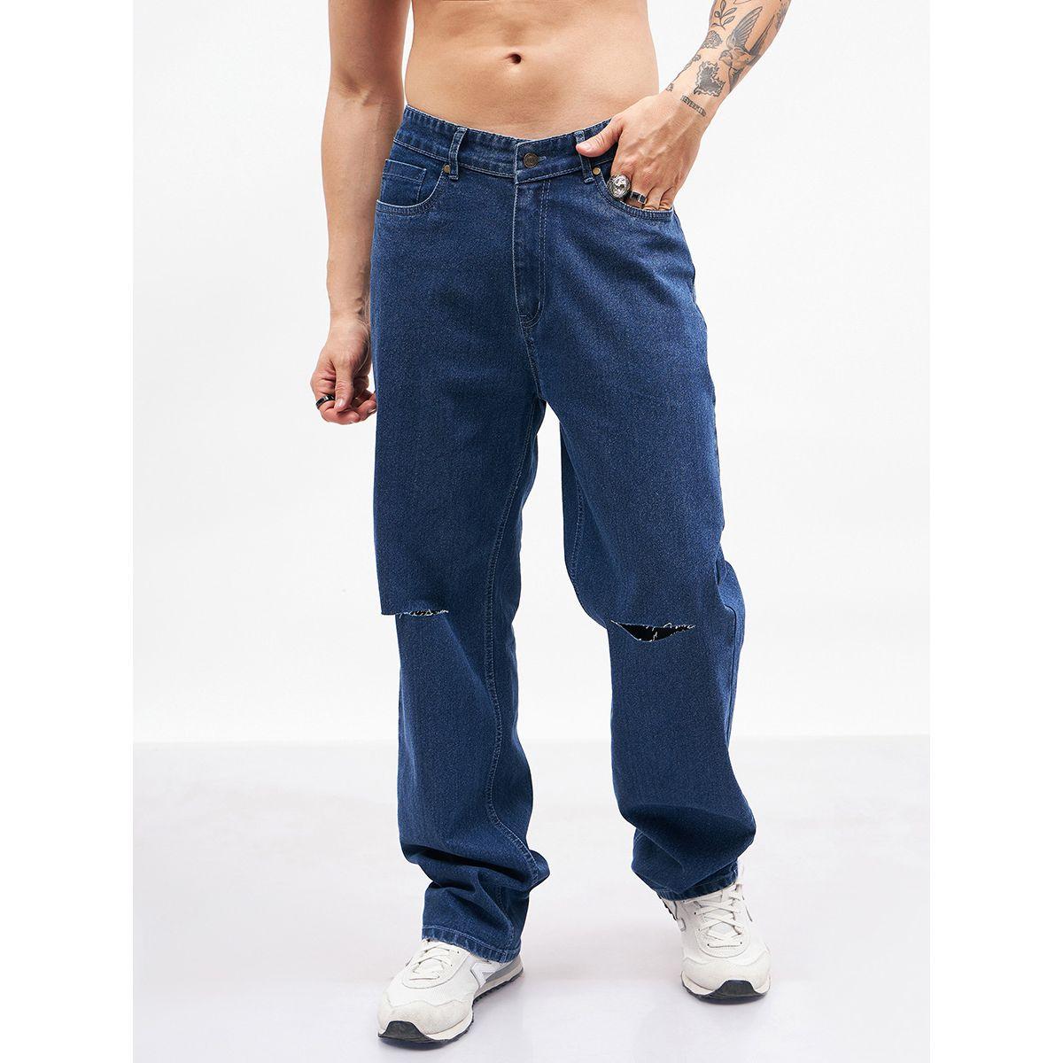 جينز بتفاصيل ممزقة وقصة مريحة ماسكلن ساسافراس × ستايلي-men-clothing-bottoms-jeans-image-1
