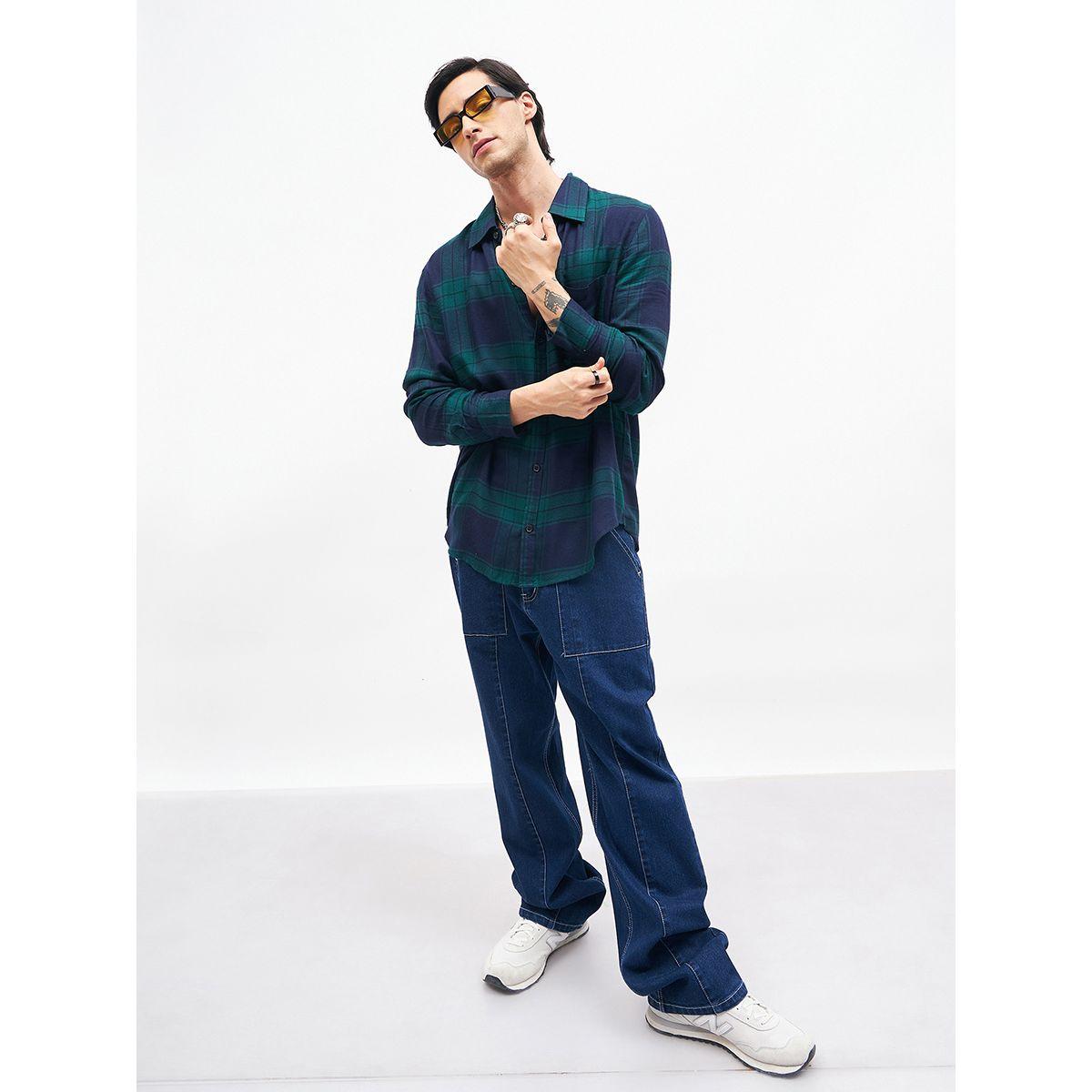Mascln Sassafras X Styli  Checked Back Slogan Print Oversized Shirt-men-clothing-shirts-image-4