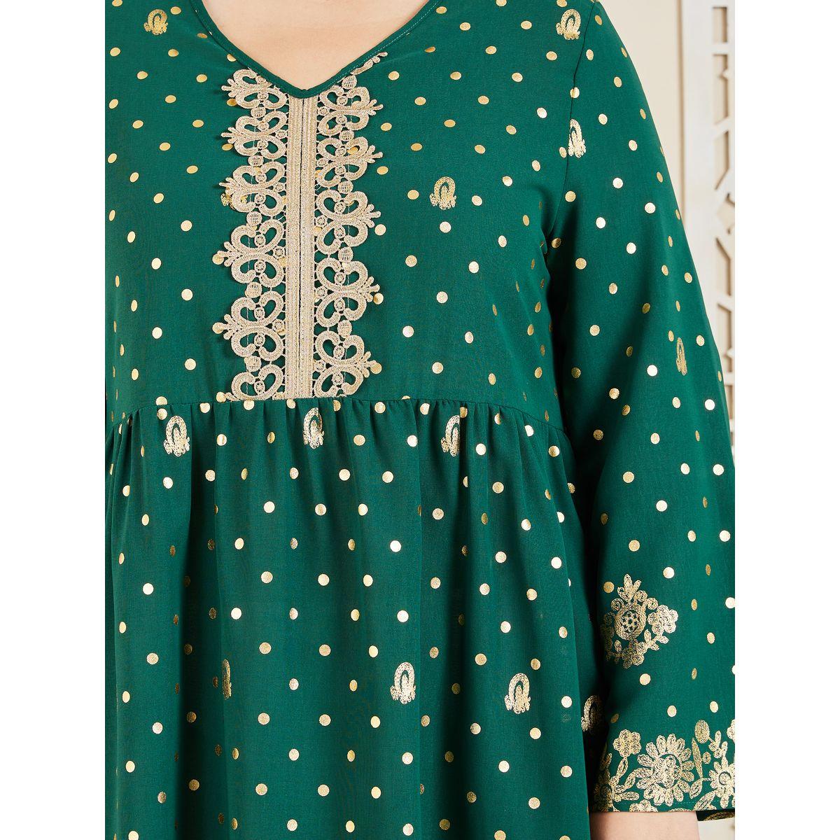 Styli Plus Embroidered Lace Foil Print Jalabiya-women-arabicclothing-jalabiyas-image-3