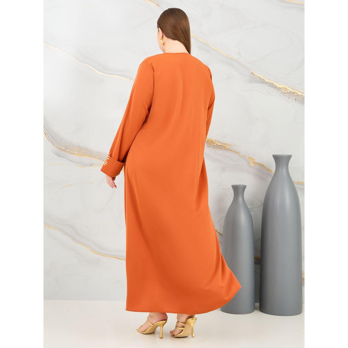 Styli Plus Damask Print A-Line Jalabiya-women-arabicclothing-jalabiyas-image-4