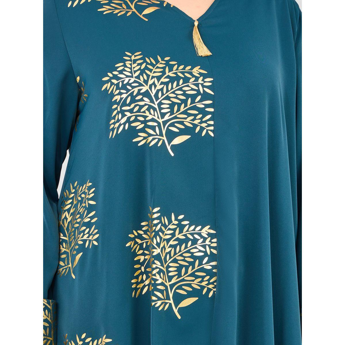Styli Plus Damask Foil Print Jalabiya-women-arabicclothing-jalabiyas-image-3