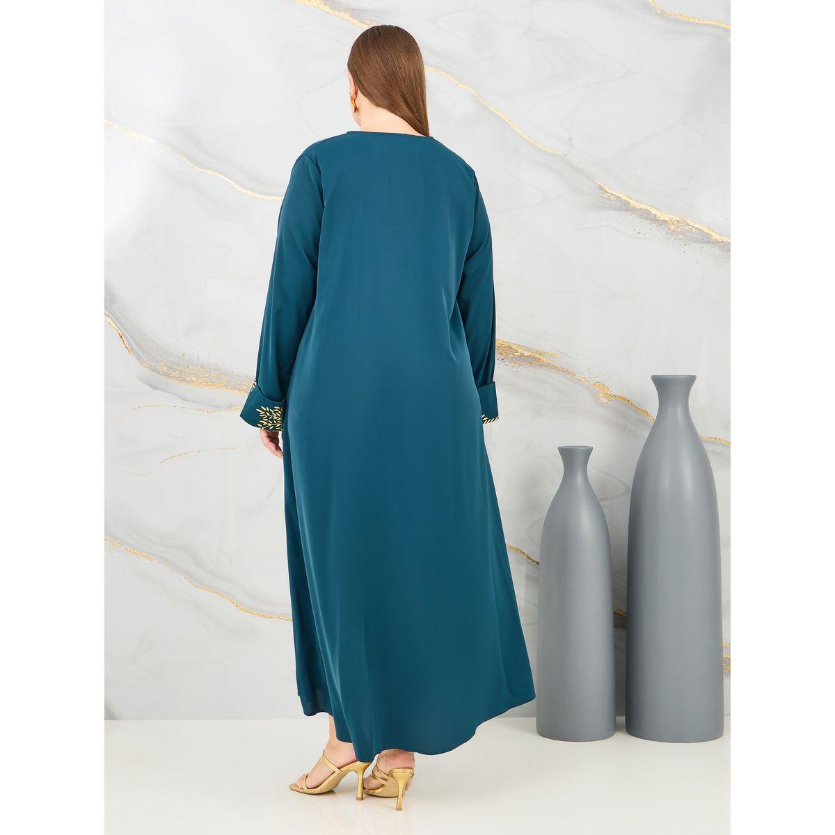 Styli Plus Damask Foil Print Jalabiya-women-arabicclothing-jalabiyas-image-4