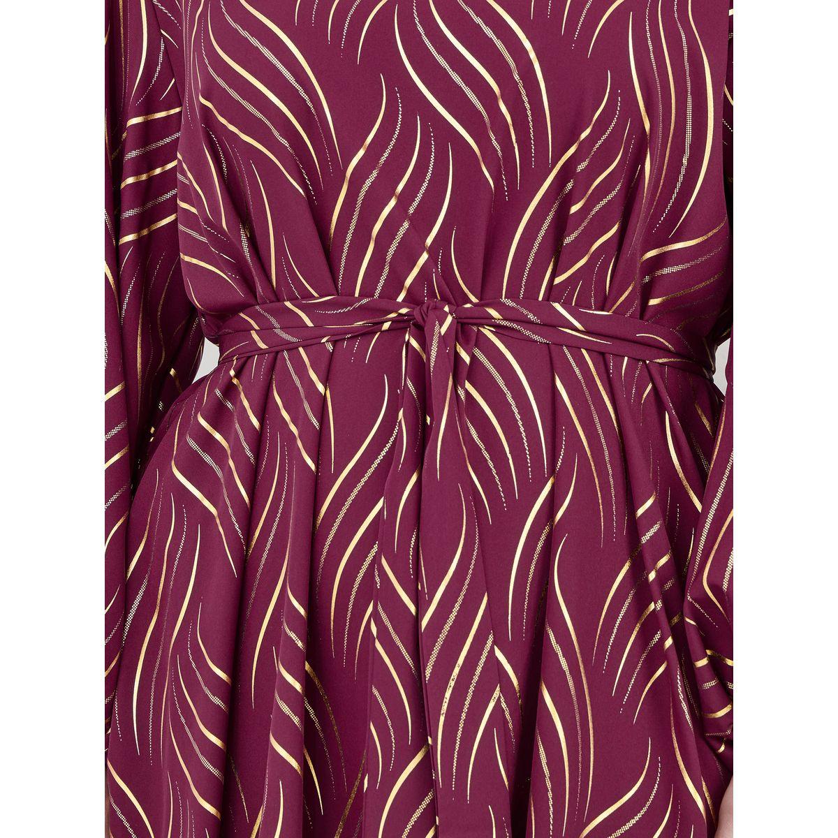Styli Plus Foil Print Lace Trim Jalabiya-women-arabicclothing-jalabiyas-image-4