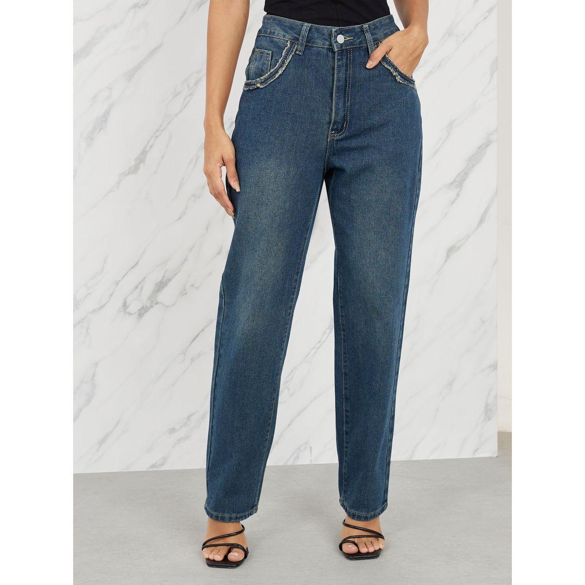 Styli Frayed Texture Super Straight Fit Jeans-women-clothing-bottoms-jeans-image-1