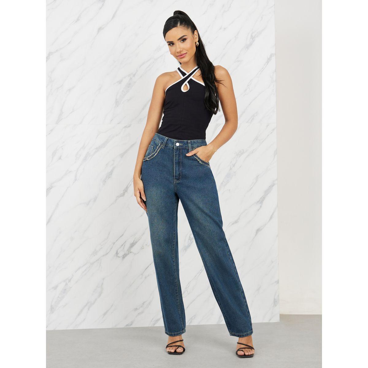 Styli Frayed Texture Super Straight Fit Jeans-women-clothing-bottoms-jeans-image-2