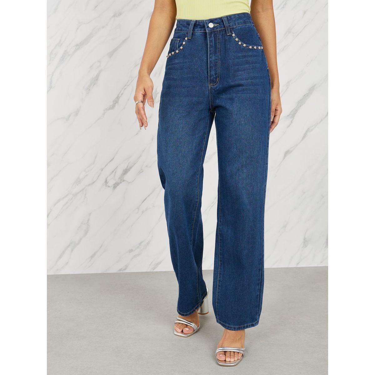 جينز بارجل مستقيمة مع جيوب-women-clothing-bottoms-jeans-image-1