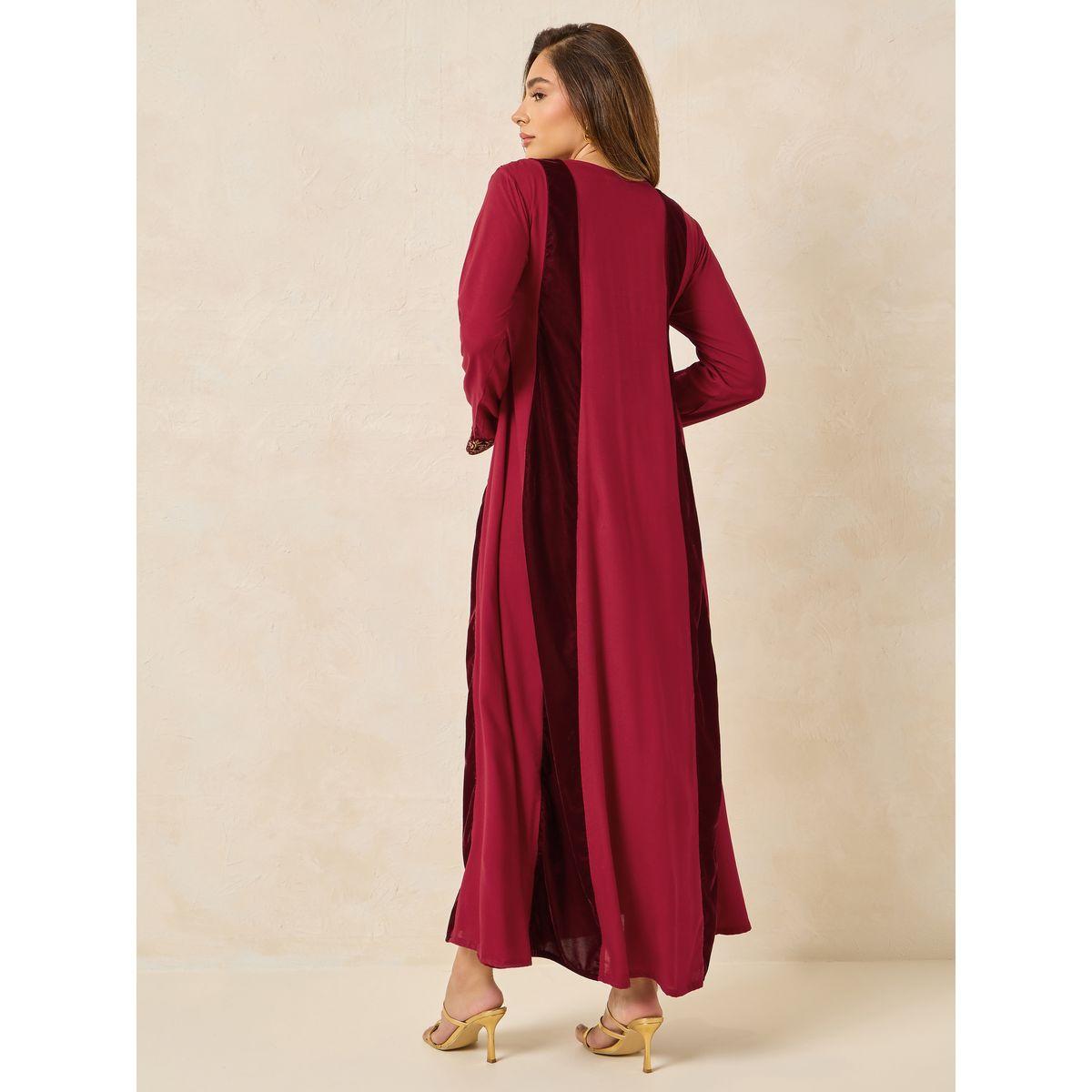 Maxim Creation Embroidered Jalabiya with V Neck-women-arabicclothing-jalabiyas-image-4