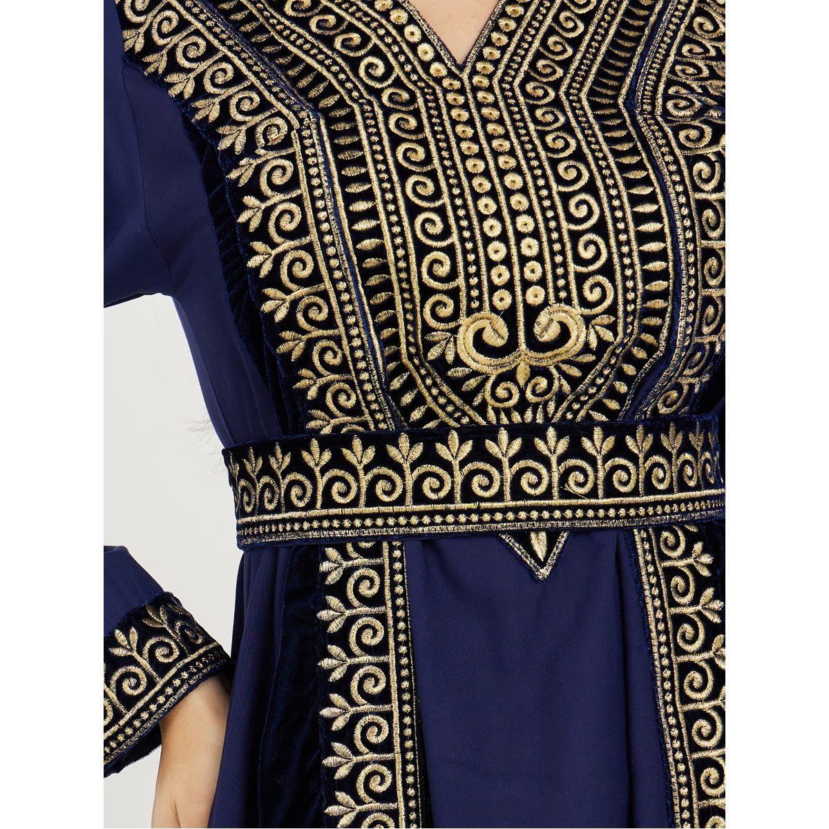 Maxim Creation Embroidered Jalabiya with V Neck-women-arabicclothing-jalabiyas-image-3