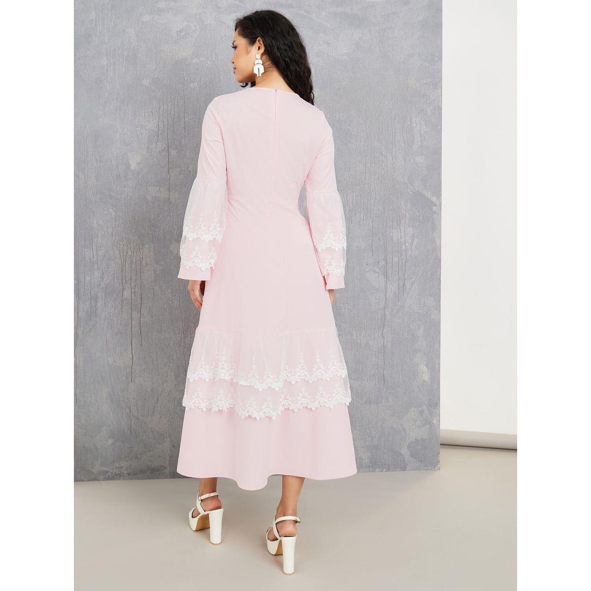 Styli Lace Frill Detail Flute Sleeve A-Line Maxi Dress-women-clothing-dresses-image-4