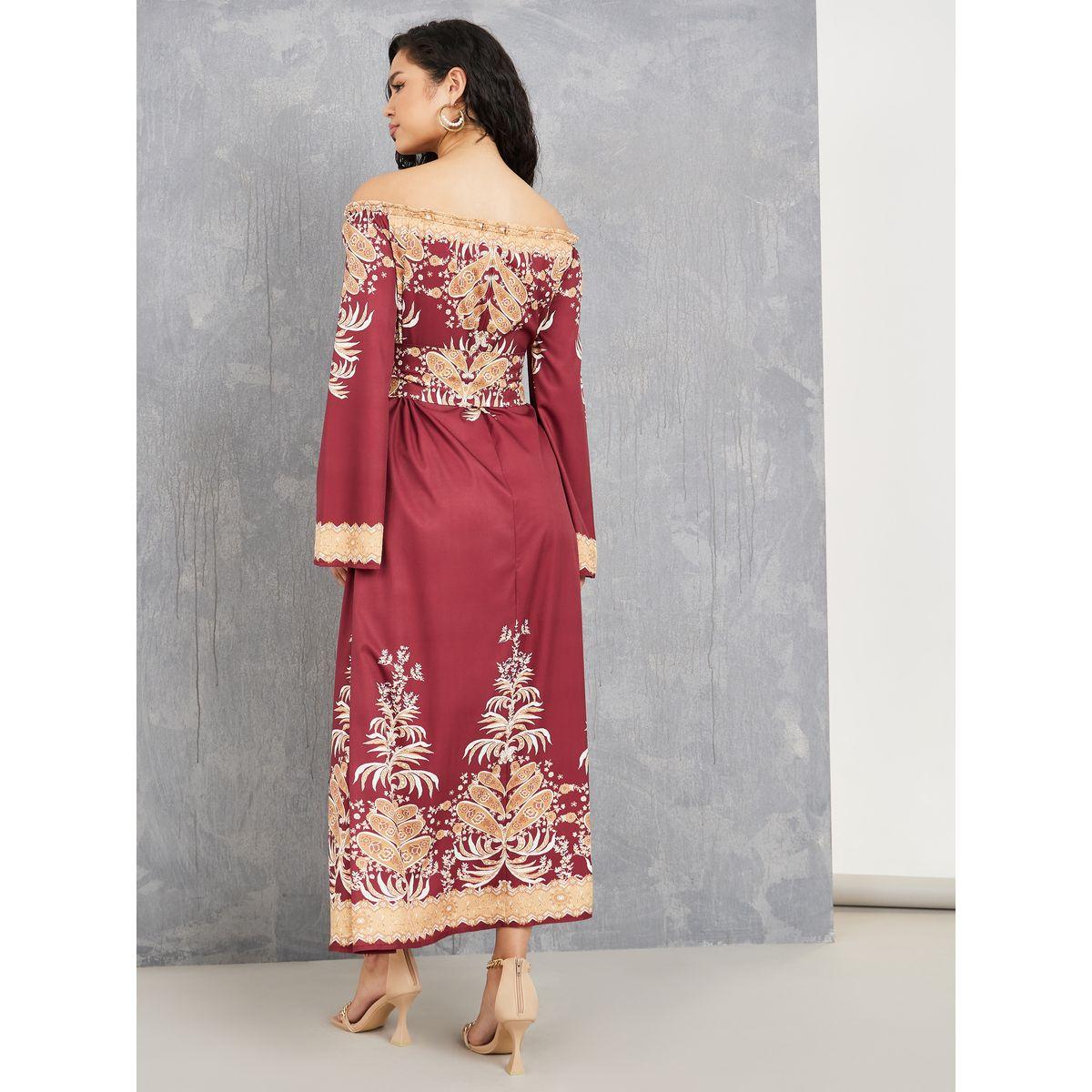 فستان طويل بخصر كورسيه مع اكتاف مكشوفة-women-clothing-dresses-image-4