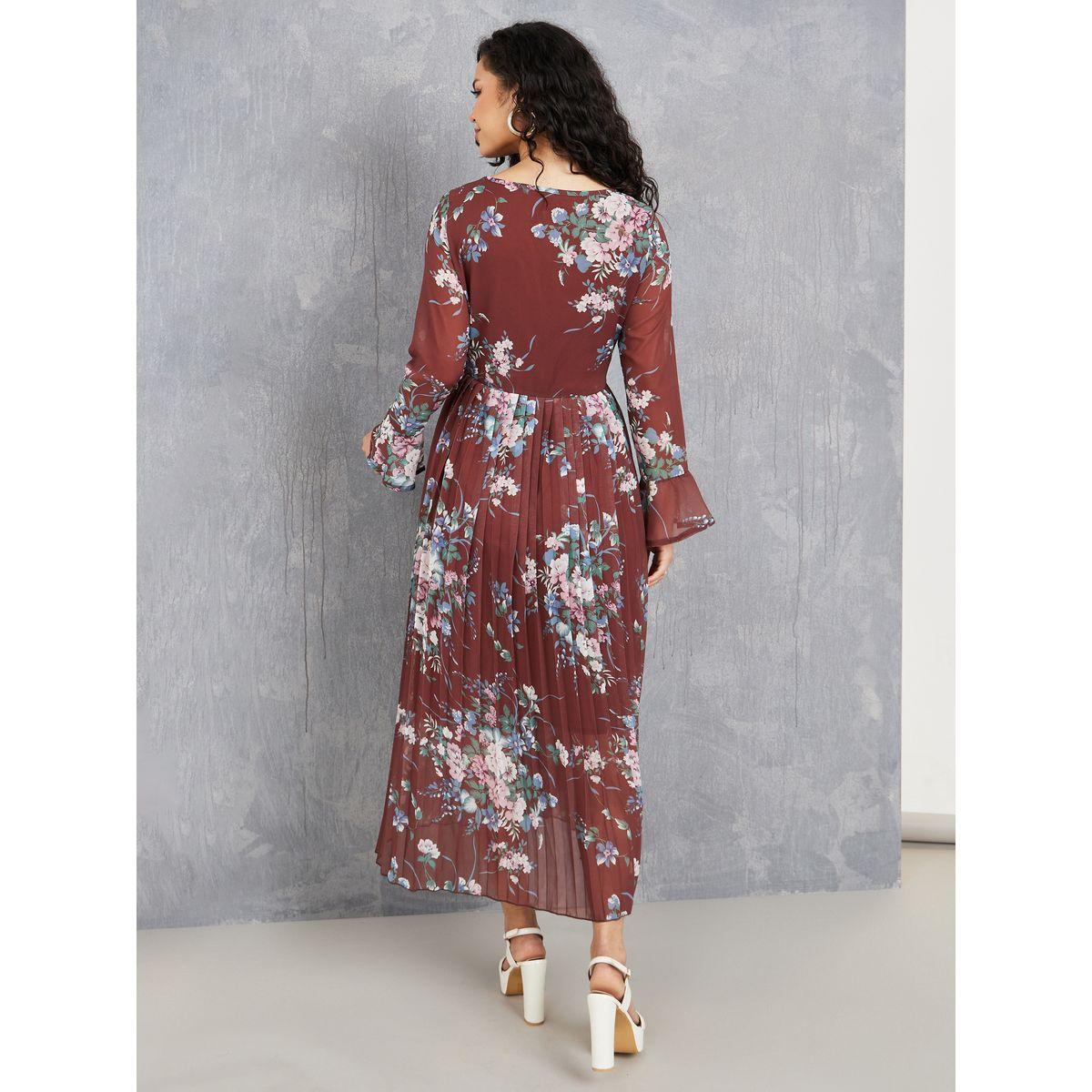 Styli Floral Print Pleated Hem A-Line Maxi Dress-women-clothing-dresses-image-4