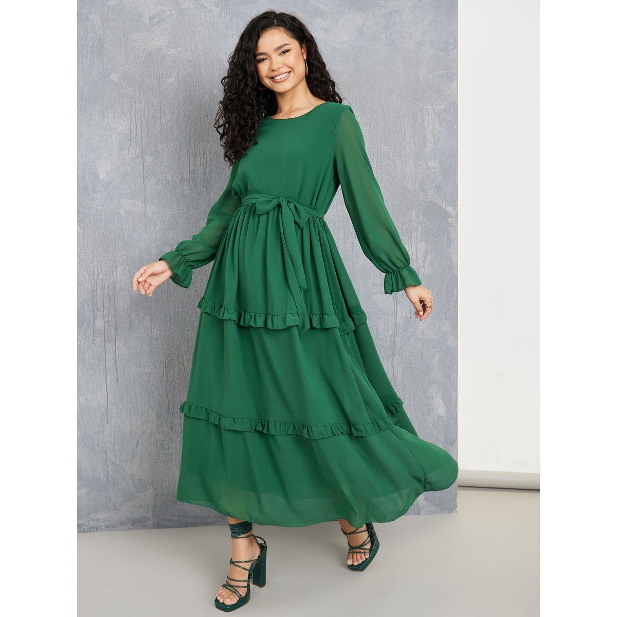 Styli Ruffle Detail Chiffon A-Line Tiered Maxi Dress-women-clothing-dresses-image-1