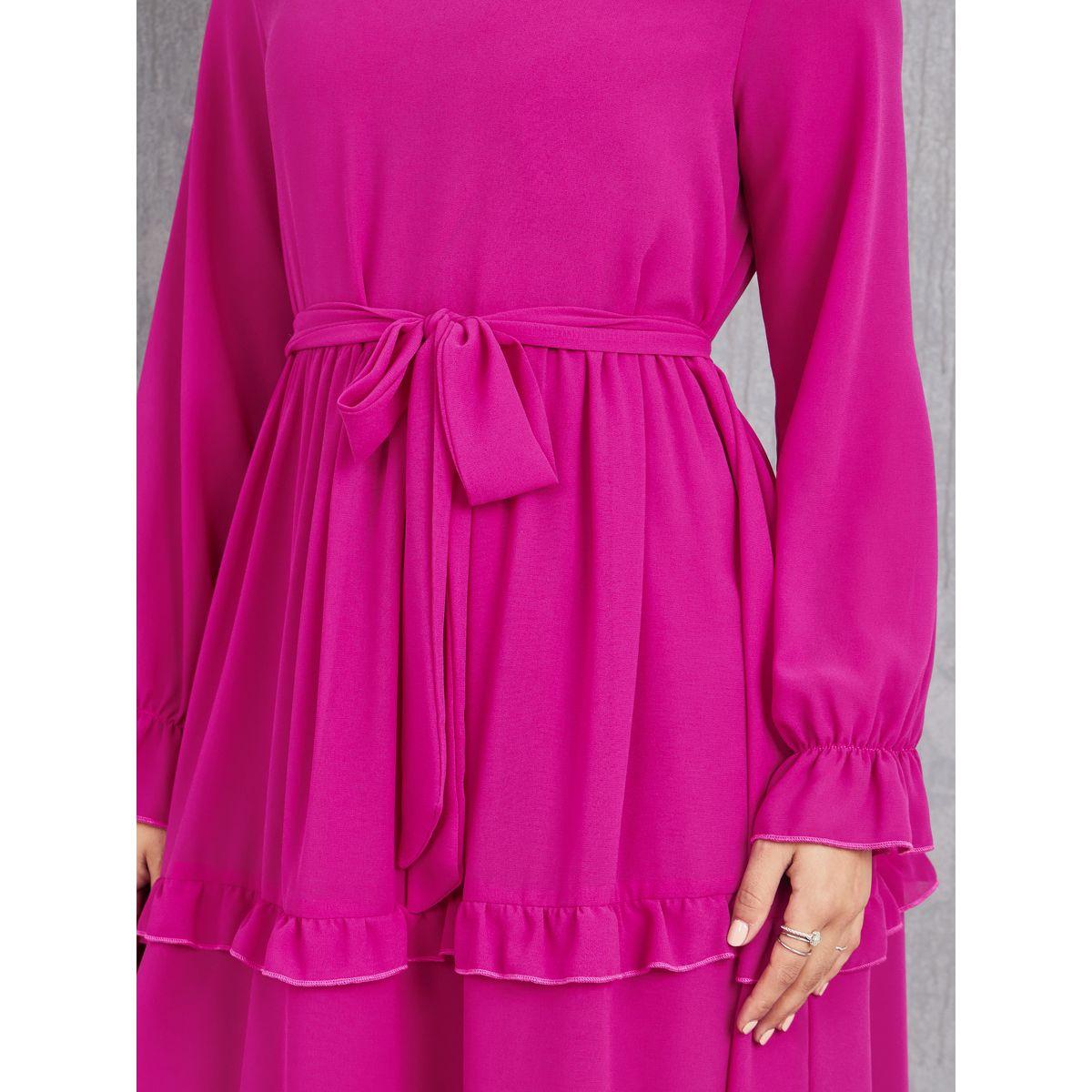 Styli Ruffle Detail Chiffon A-Line Tiered Maxi Dress-women-clothing-dresses-image-3