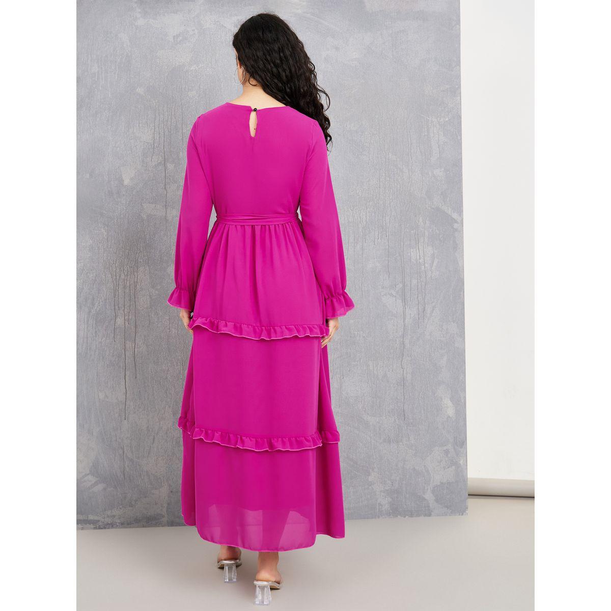 Styli Ruffle Detail Chiffon A-Line Tiered Maxi Dress-women-clothing-dresses-image-4