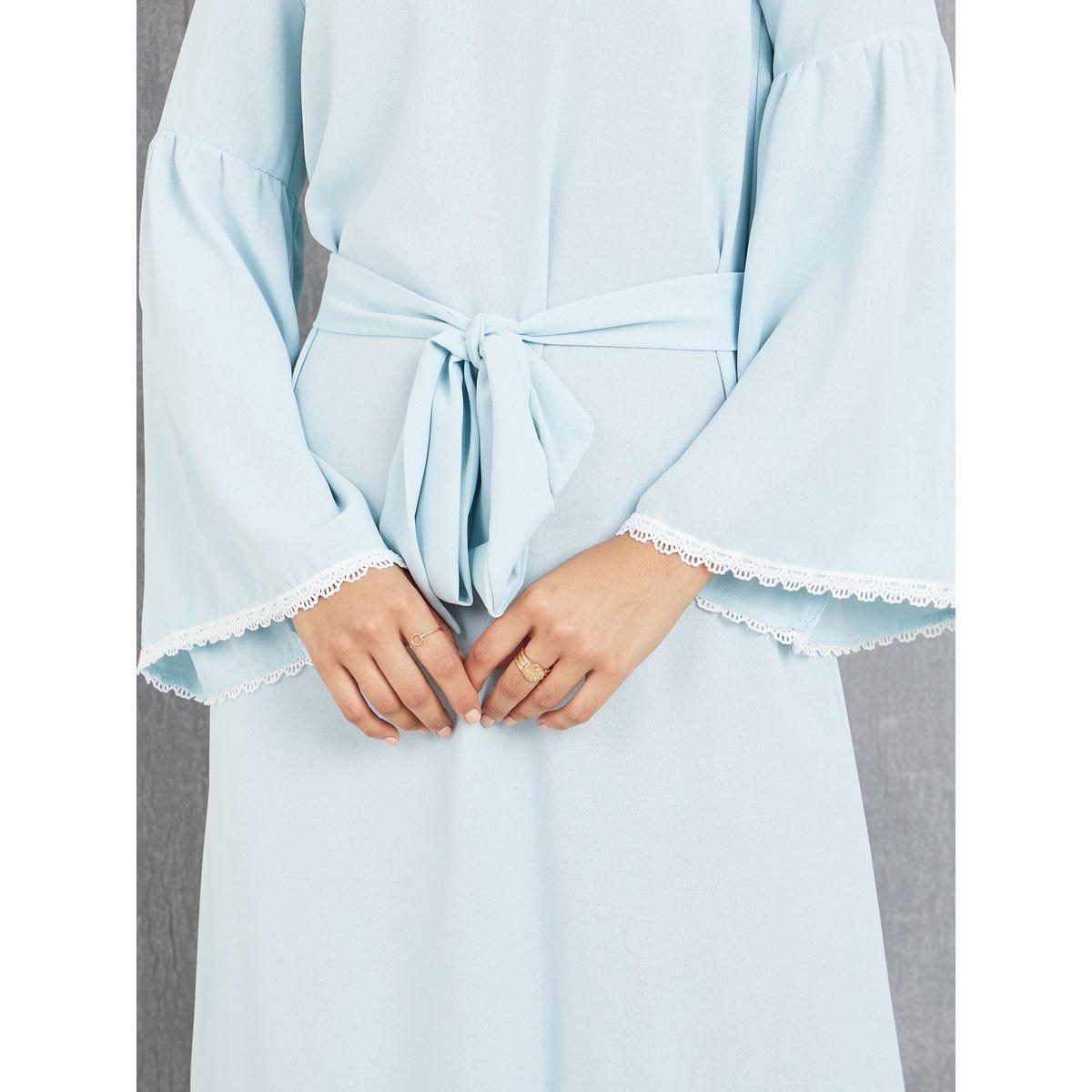 Styli Lace Trim Flute Sleeves Tiered Maxi Dress-women-clothing-dresses-image-3