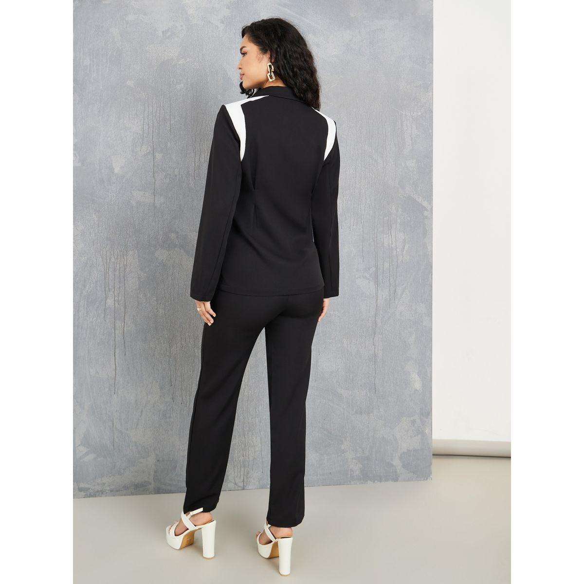 Styli Tailored Colorblock Blazer and Straight Leg Pants Co-Ord-women-clothing-coordsets-image-5