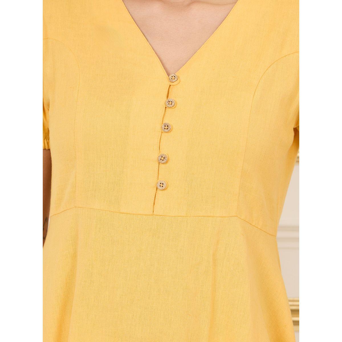 Styli Button Detail Puff Sleeves A-Line Midi Dress-women-clothing-dresses-image-3