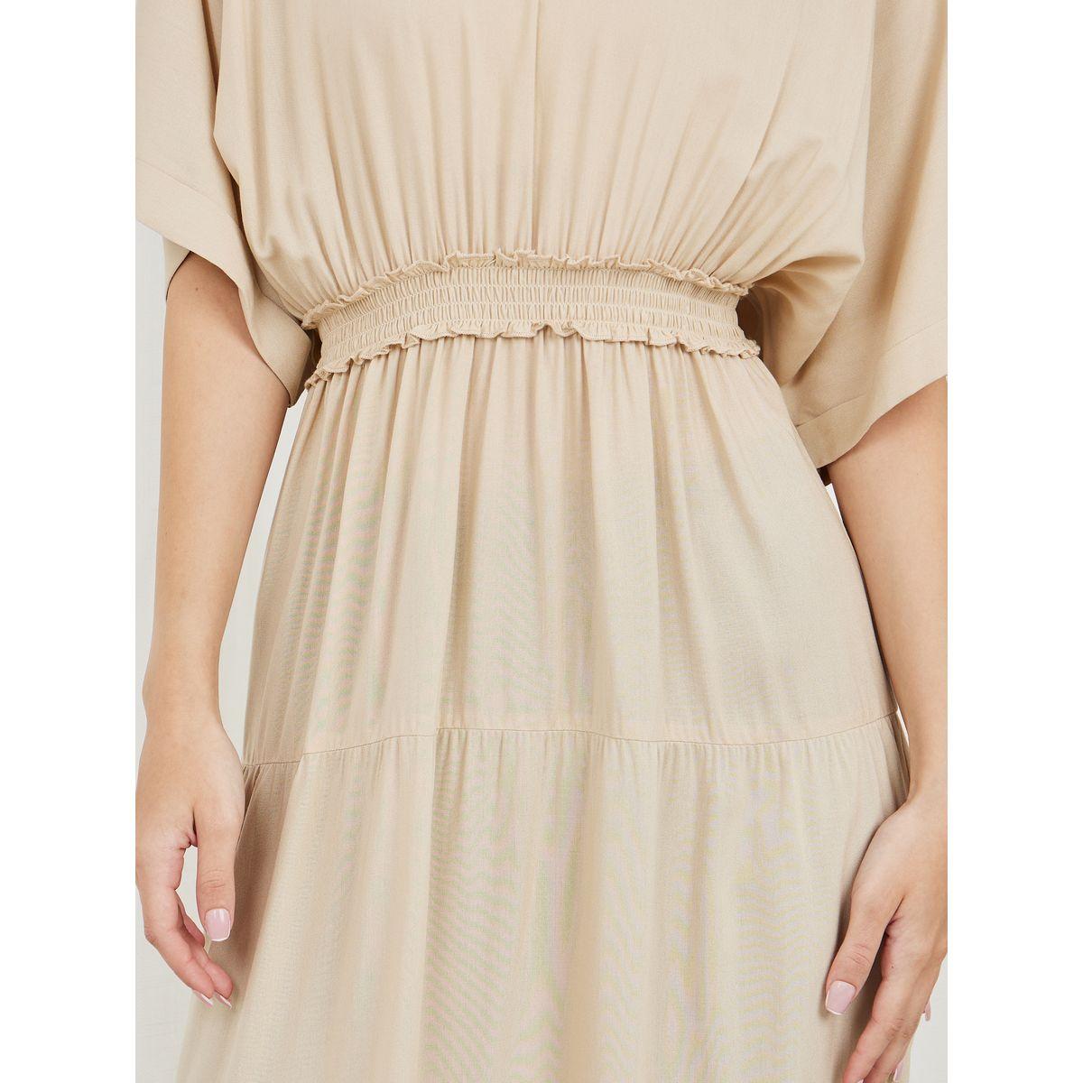 فستان طويل بكسرات وياقة جوني-women-clothing-dresses-image-3