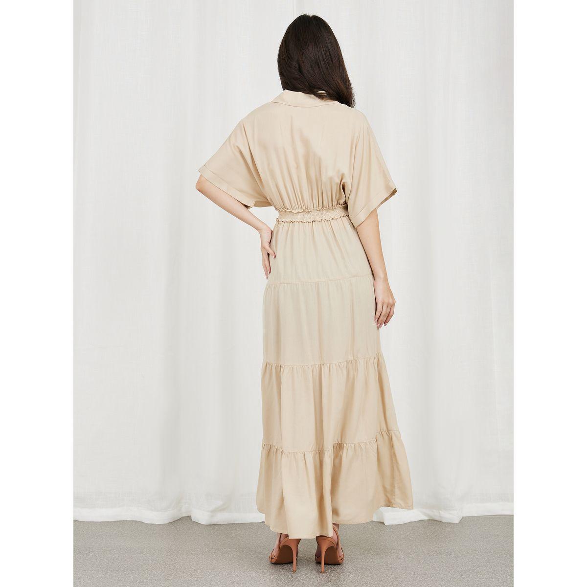 فستان طويل بكسرات وياقة جوني-women-clothing-dresses-image-4
