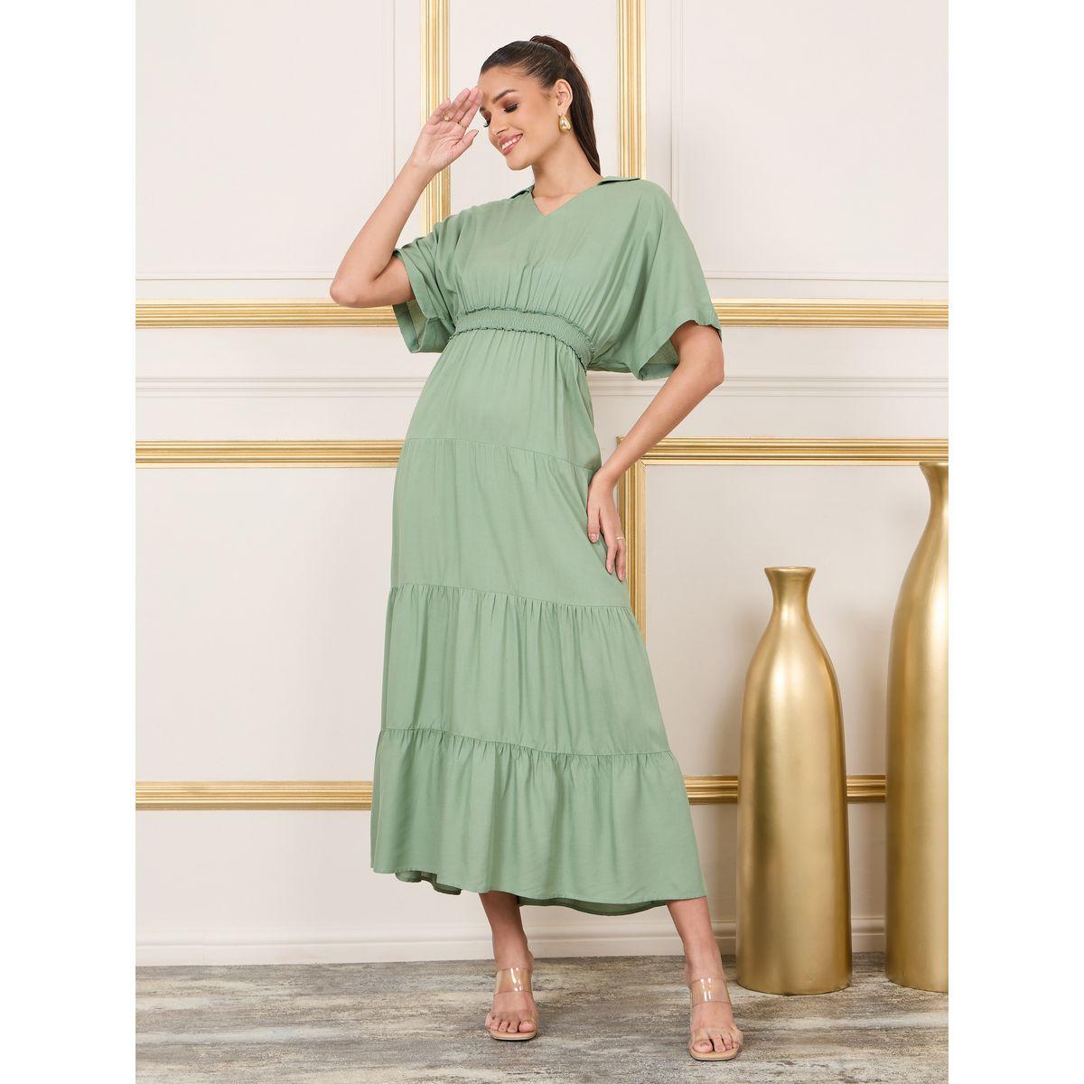 فستان طويل بكسرات وتفاصيل بارزة الملمس-women-clothing-dresses-image-1