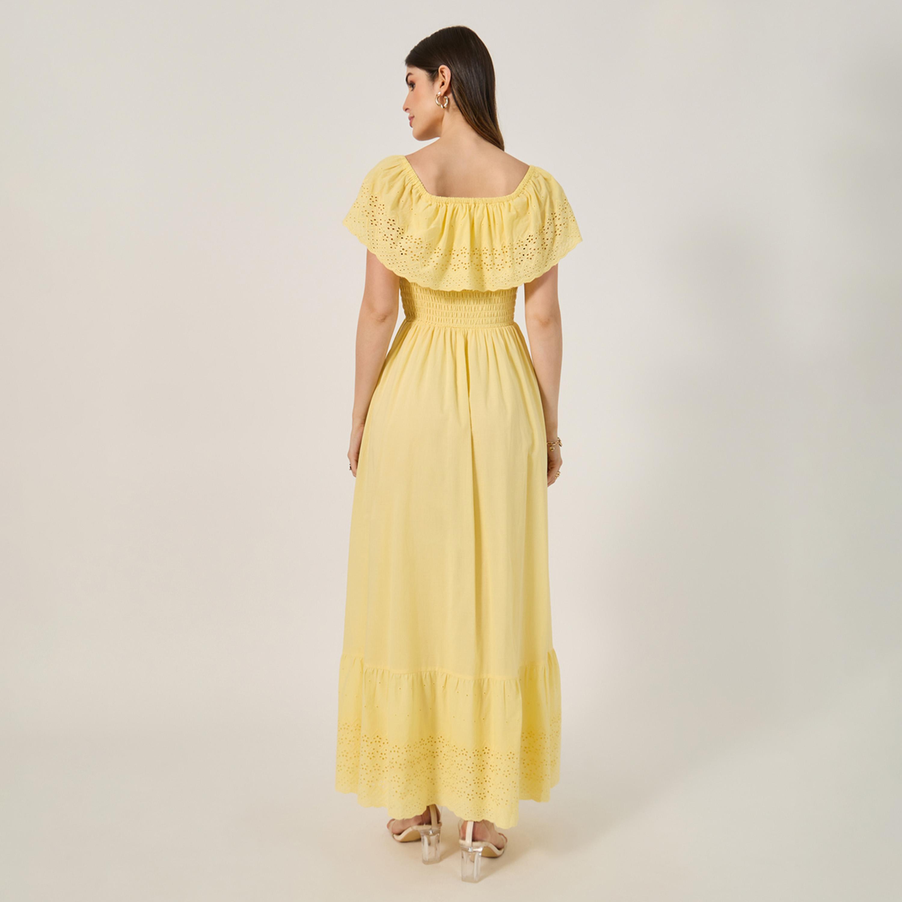 ستايلي - فستان ماكسي شيفلي بطبقات وتفاصيل مطرزة وقصّة A-women-clothing-dresses-image-6