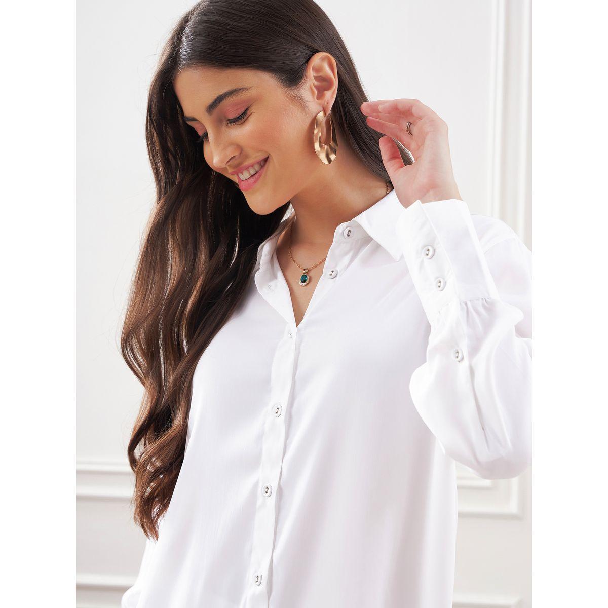 Solid Collared Shirt & Straight Fit Trouser Co-Ords-women-clothing-coordsets-image-4