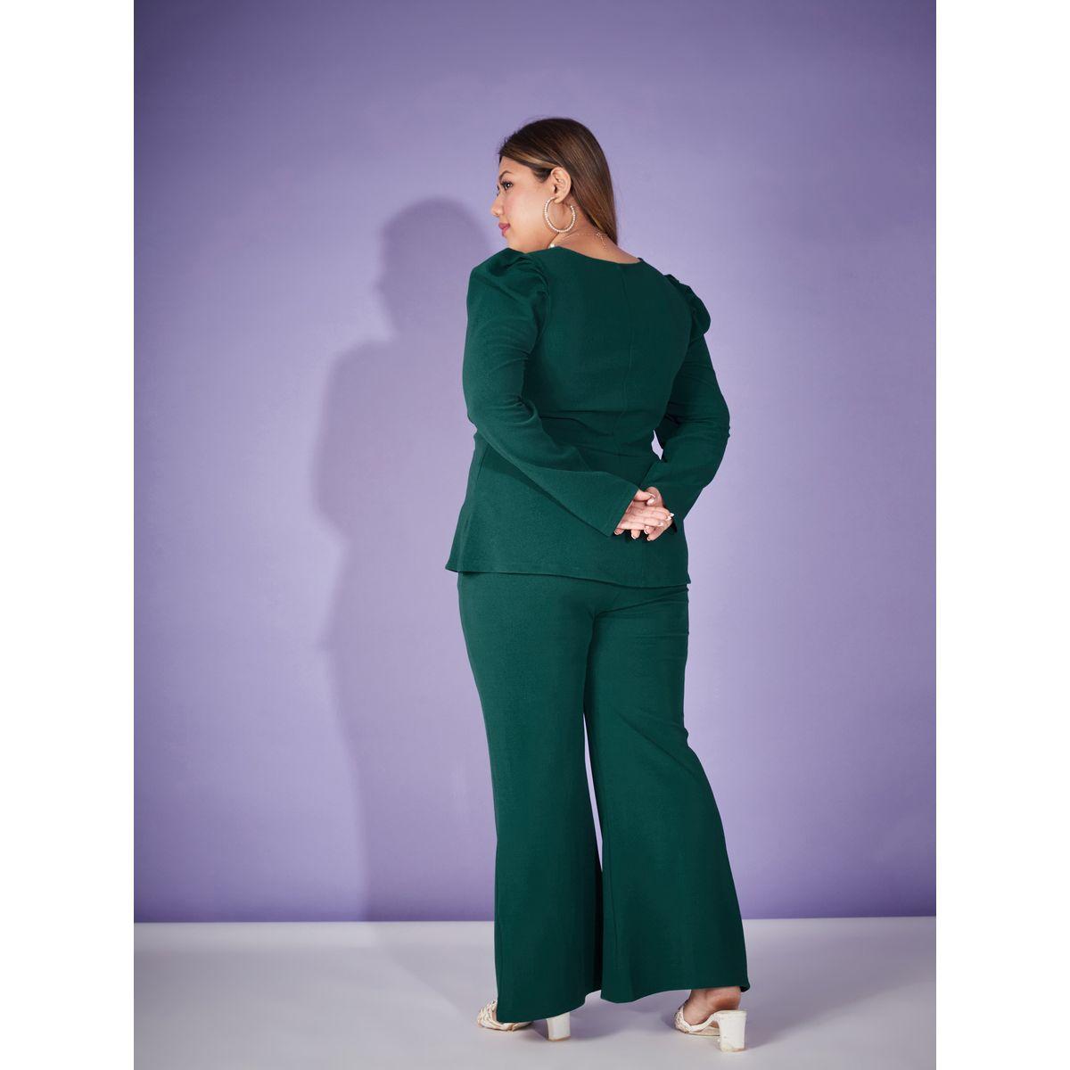 Sassafras X Styli Plus Embellished Peplum Top & Bell Bottom Pants Co-Ords-women-clothing-dresses-image-5