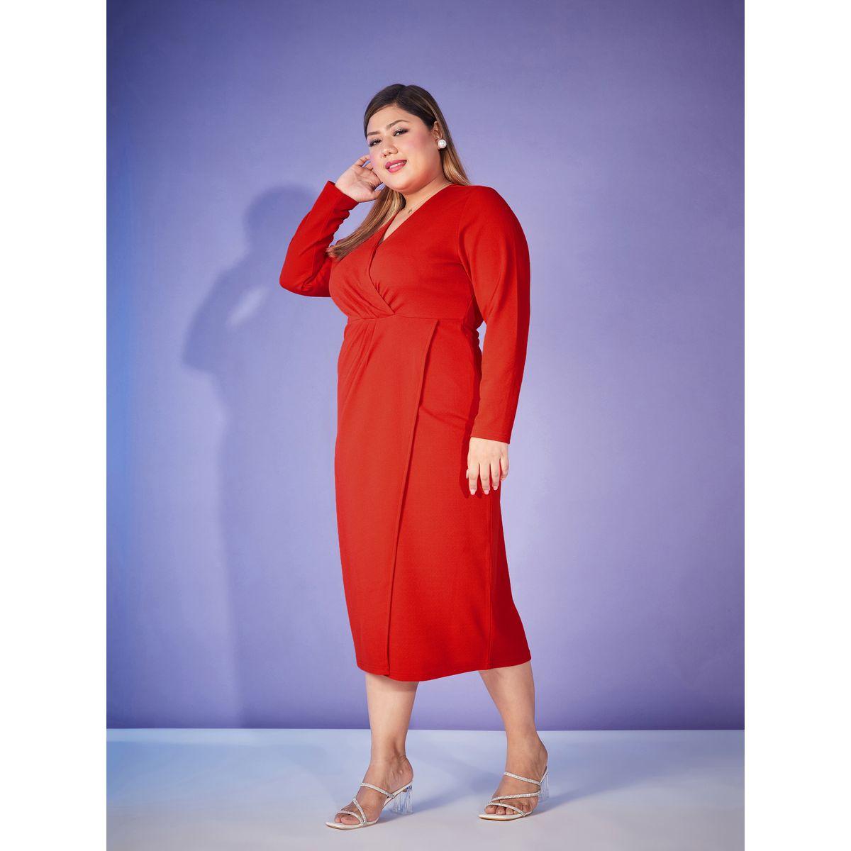 Sassafras X Styli Plus Wrap Midi Dress with Long Sleeve-women-clothing-dresses-image-3