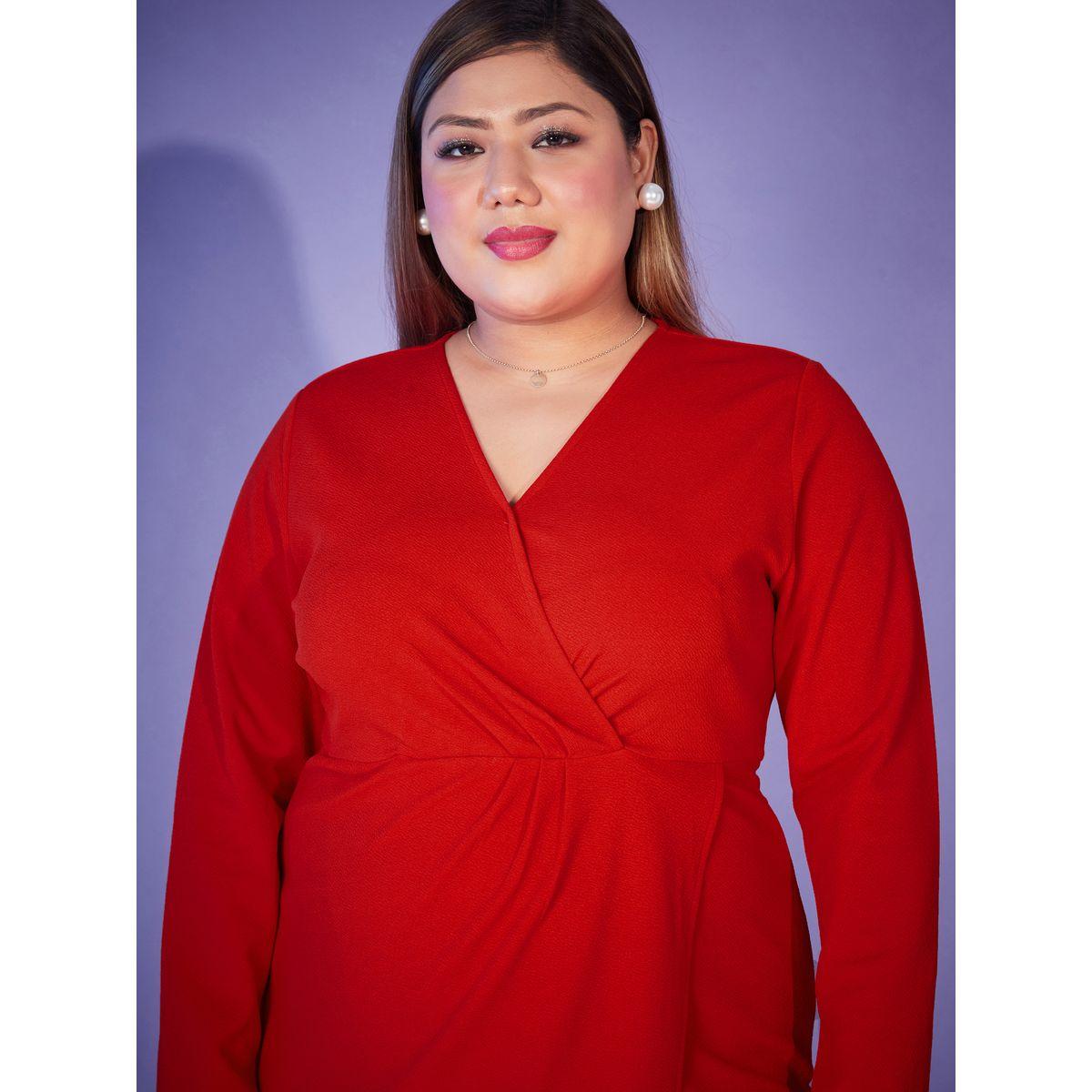 Sassafras X Styli Plus Wrap Midi Dress with Long Sleeve-women-clothing-dresses-image-4