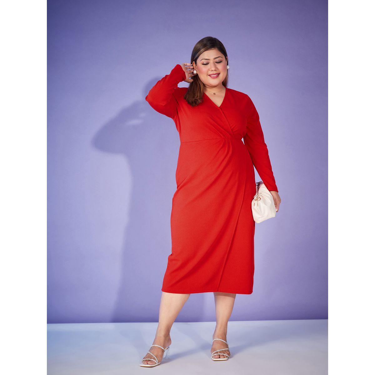 Sassafras X Styli Plus Wrap Midi Dress with Long Sleeve-women-clothing-dresses-image-6