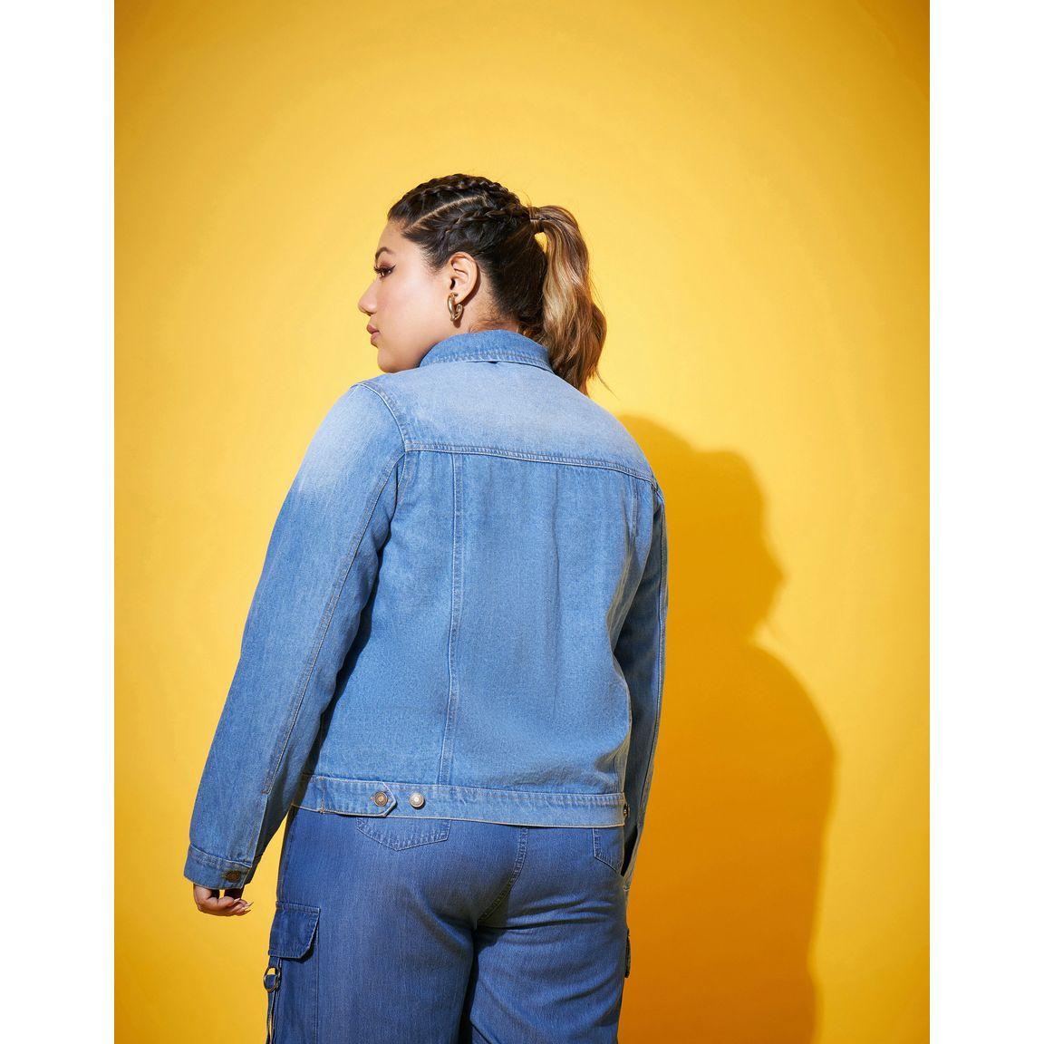Plus Panelled Washed Basic Denim Jacket-women-winterwear-coatsandjackets-jackets-image-5
