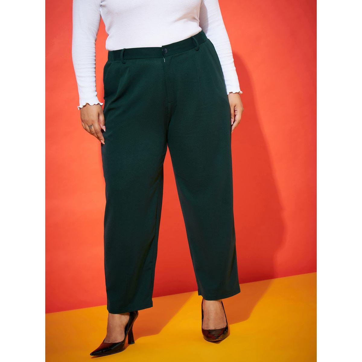 Sassafras X Styli Plus Solid Straight Fit Pants with Belt Loops-women-clothing-bottoms-trousers-image-1
