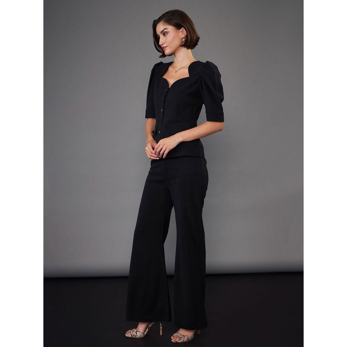 Puff Sleeves Top & Bell Bottom Pants Co-Ords-women-clothing-coordsets-image-3