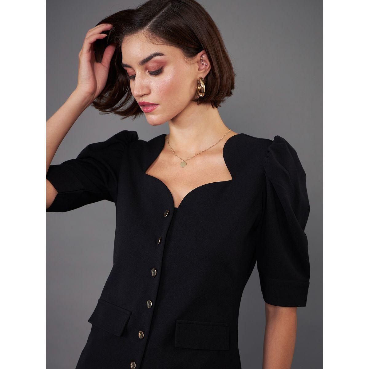 Puff Sleeves Top & Bell Bottom Pants Co-Ords-women-clothing-coordsets-image-4