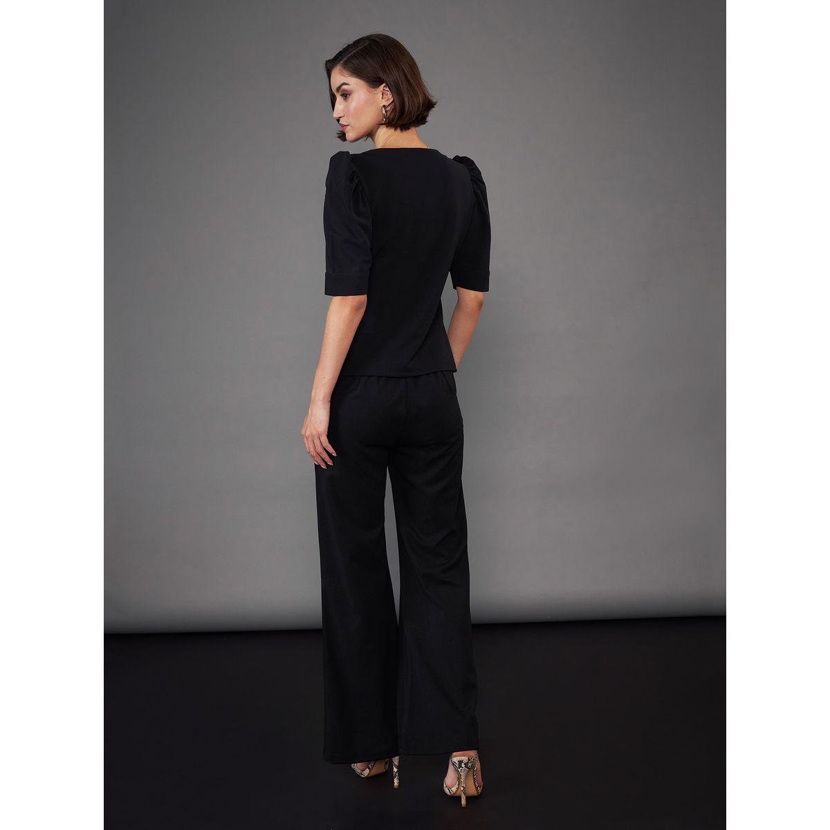 Puff Sleeves Top & Bell Bottom Pants Co-Ords-women-clothing-coordsets-image-6