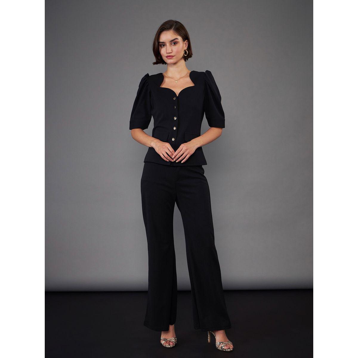 Puff Sleeves Top & Bell Bottom Pants Co-Ords-women-clothing-coordsets-image-8