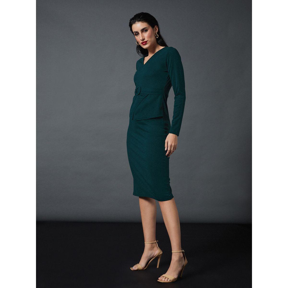 فستان بطول الركبة مزين بإبزيم ساسافراس × ستايلي-women-clothing-dresses-image-3