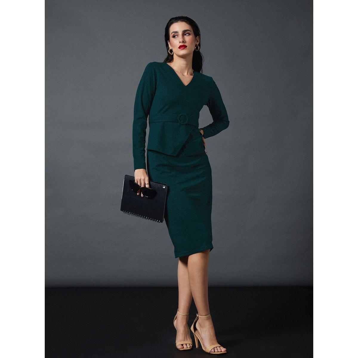 فستان بطول الركبة مزين بإبزيم ساسافراس × ستايلي-women-clothing-dresses-image-6