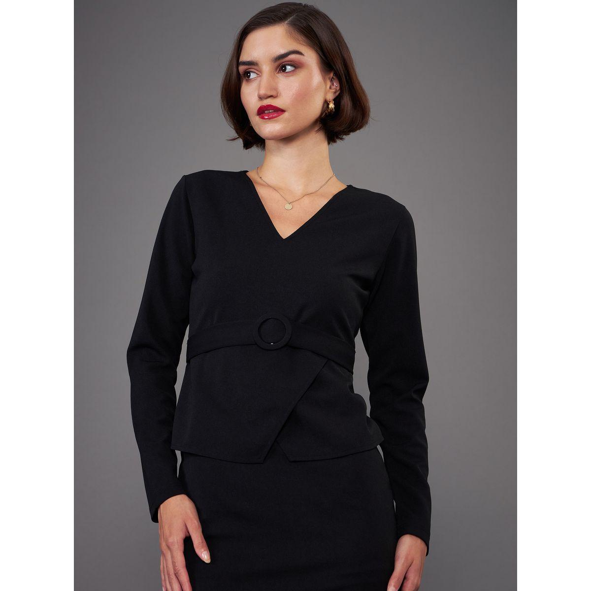 فستان بطول الركبة مزين بإبزيم ساسافراس × ستايلي-women-clothing-dresses-image-3