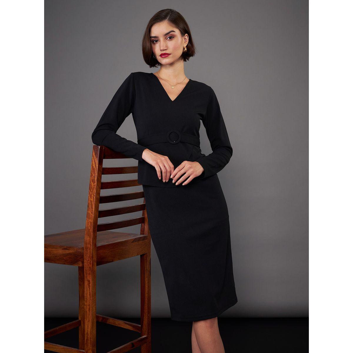 فستان بطول الركبة مزين بإبزيم ساسافراس × ستايلي-women-clothing-dresses-image-6