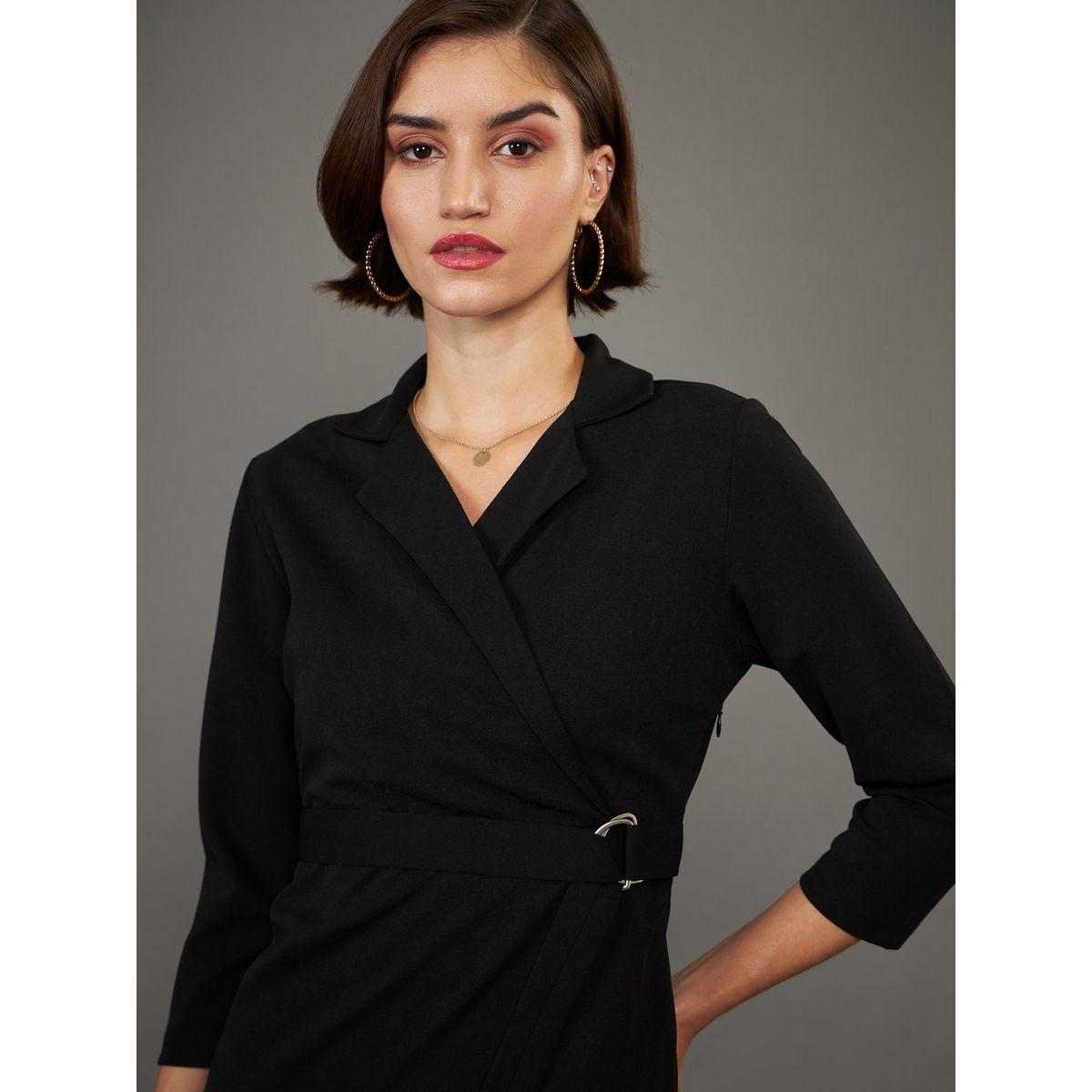 Sassafras X Styli Wrap Front Buckle Detail Midi Dress-women-clothing-dresses-image-4