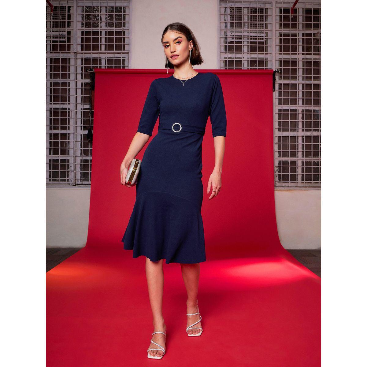 فستان ميدي بحزام خصر ساسافراس × ستايلي-women-clothing-dresses-image-1