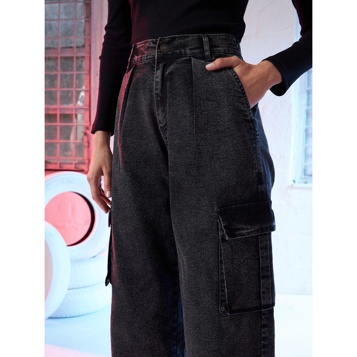High Rise Wide Leg Side Pocket Cargo Jeans-women-clothing-bottoms-jeans-image-3